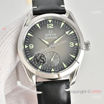 High Quality Replica OMEGA Railmaster Black Strap Black Face Dial Silver Bezel Fashion Watch 38mm